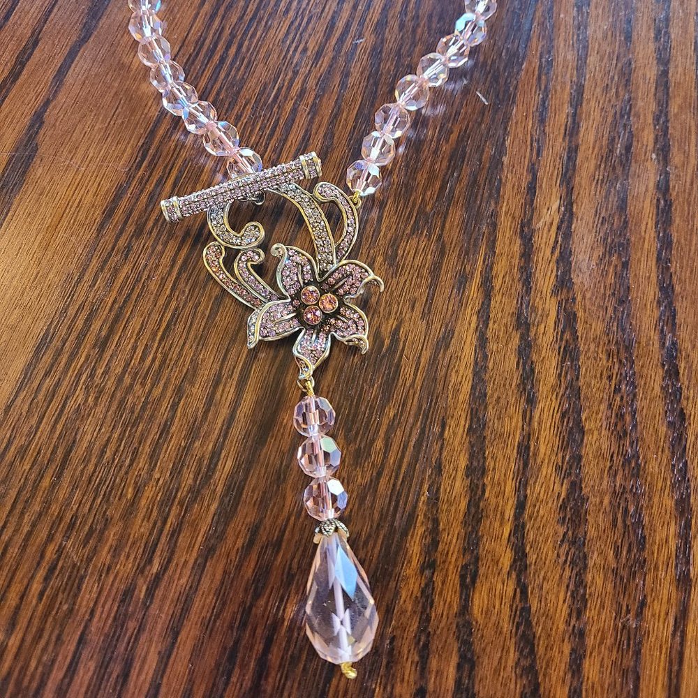 Pale pink crystal necklace